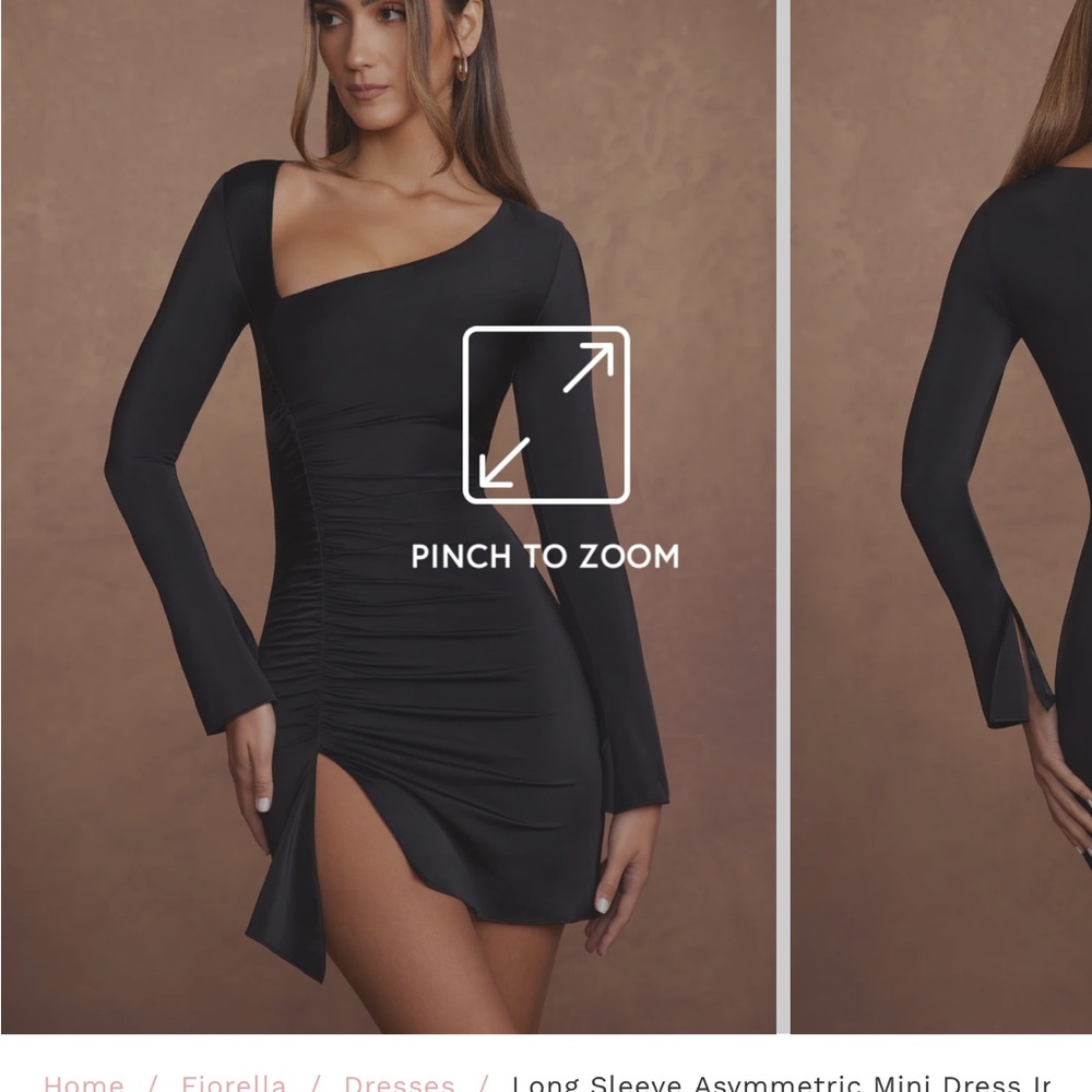 Oh Polly- Long Sleeve Asymmetric Mini Dress in Black
